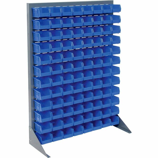 Global Industrial Singled Sided Louvered Bin Rack 35 x 15 x 50, 96 Blue Premium Stacking Bins 550156BL